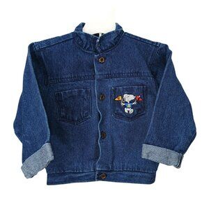 1980s Vintage-Inspired Toddler Denim Jacket Peanuts Snoopy Design 24 Months 100%